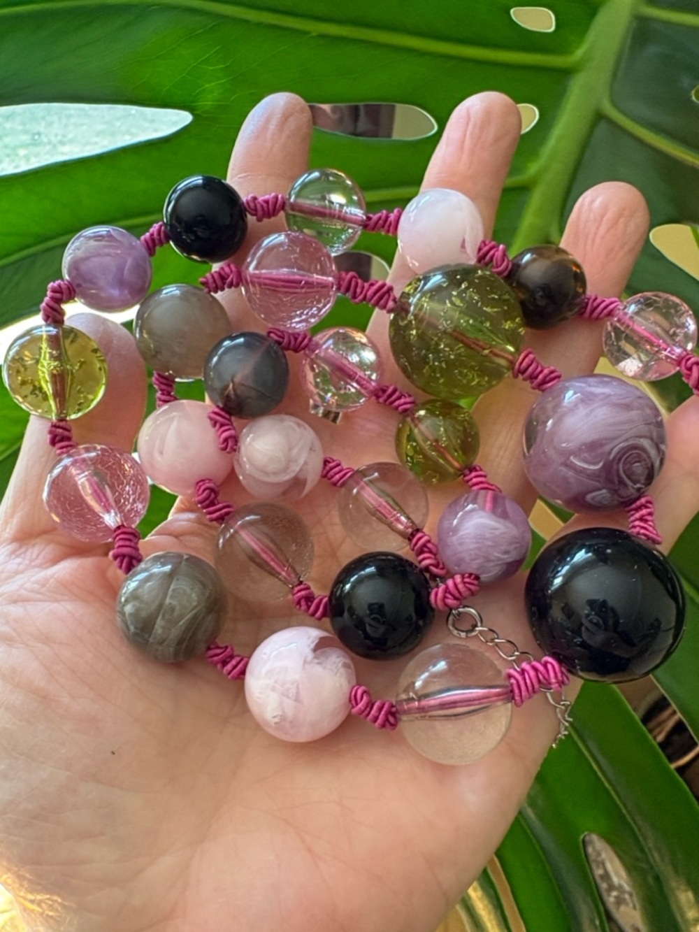 Vintage high end graduate multicolor Beaded Necklace